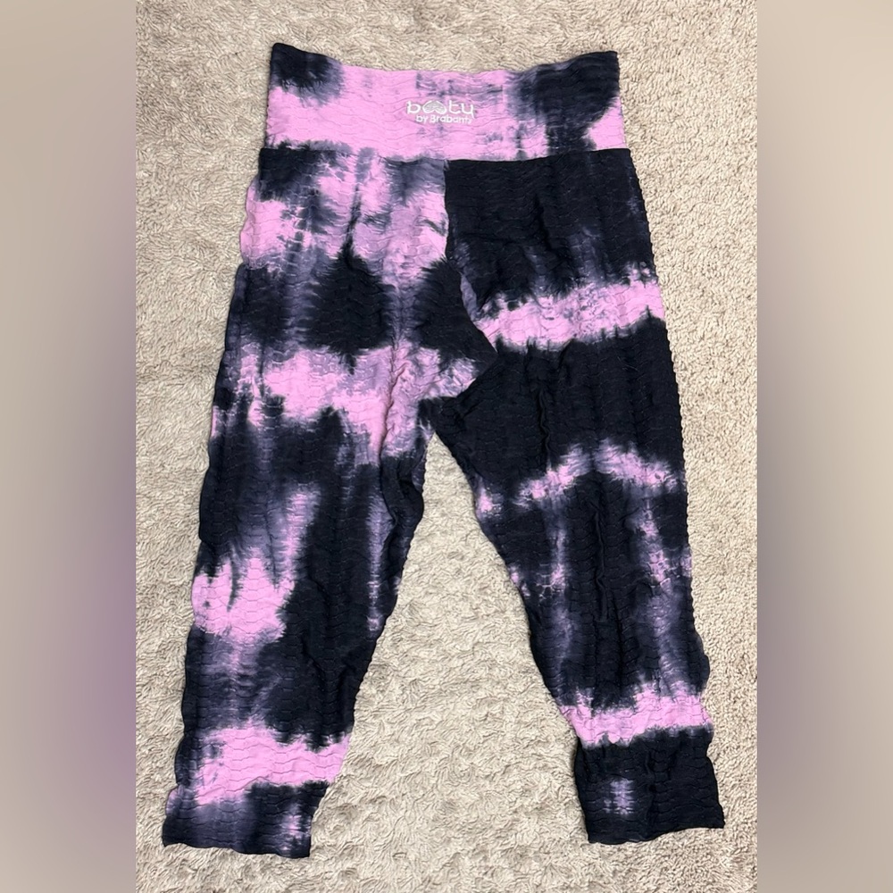 Booty by Brabants Pink Black Tie Dye Textured Leggings EUC S - Picture 2 of 8